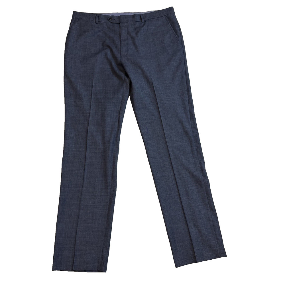 Tommy Hifigar Men’s Wool Blend Dress Pants Size W38/L34 Blue Flat Front Straight